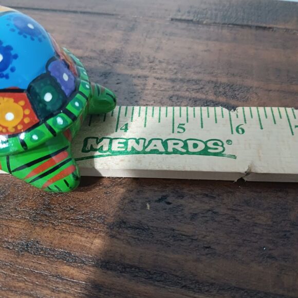 Vintage Turtle Trinket Box Terracotta Clay Mexico Hand Painted - Picture 8 of 8